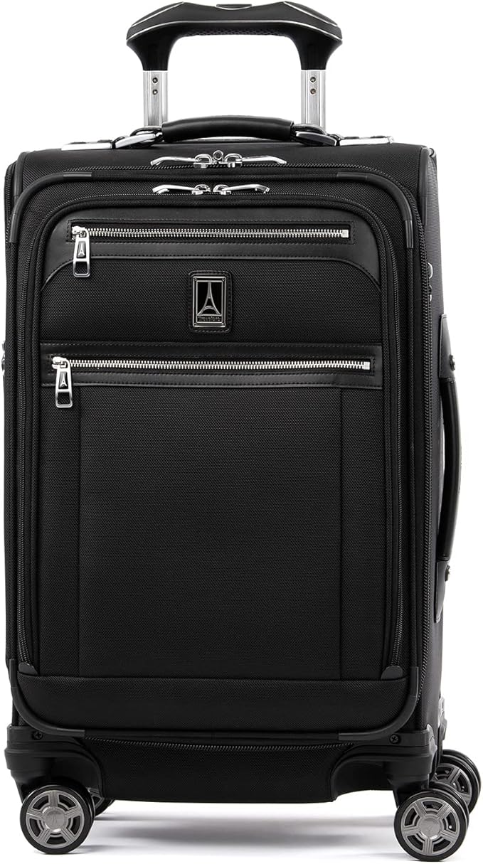 Travelpro Platinum Elite Softside Expandable Carry on Luggage, 8 Wheel Spinner Suitcase, USB Port, Suiter, Men and Women, Shadow Black, Carry On 21-Inch