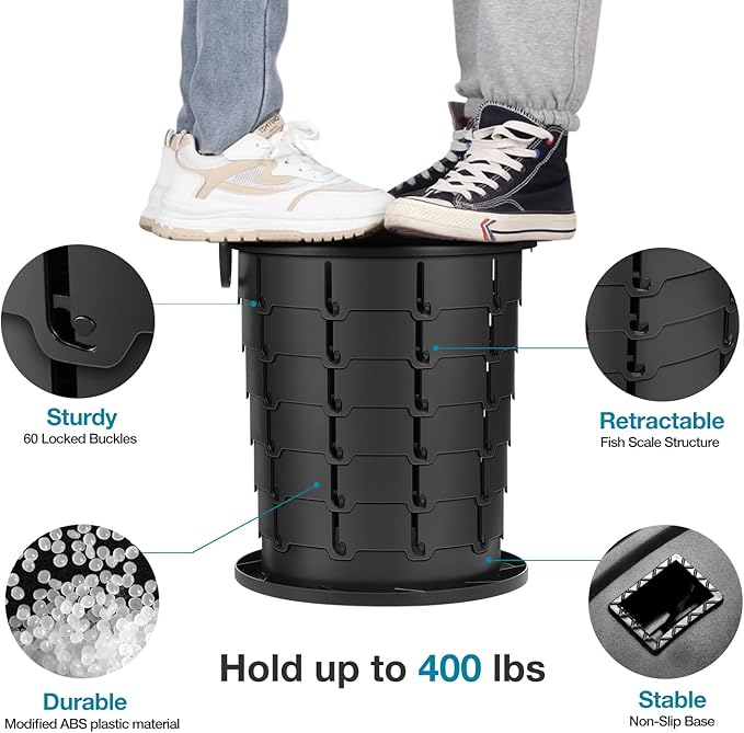 TRIPTIPS Upgrade Retractable Portable Toilet Travel Toilet Adjustable Height Camping Toilet Portable Potty for Adults Kids, Foldable Portable Toilet for Camping/Car