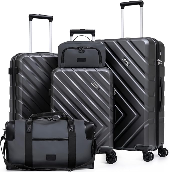 Luggage Sets 5 Piece, Suitcases with Wheels, ABS Hard Case Luggage with TSA Lock Spinner Wheels, Carry On Luggage Set(5 Piece Sets (20"/24"/28"/DB/TB))