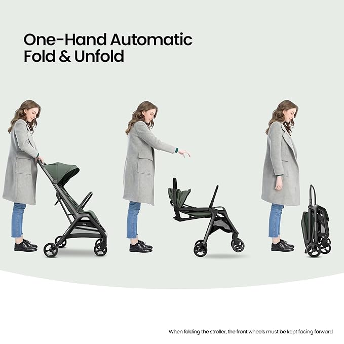 MAMA & BABY Packa Compact Travel Stroller – Lightweight, One-Hand Auto Folding, Portable & Lie-Flat Baby Stroller, Newborns and Toddlers Stroller with UPF 50+ Canopy & Mesh Ventilation