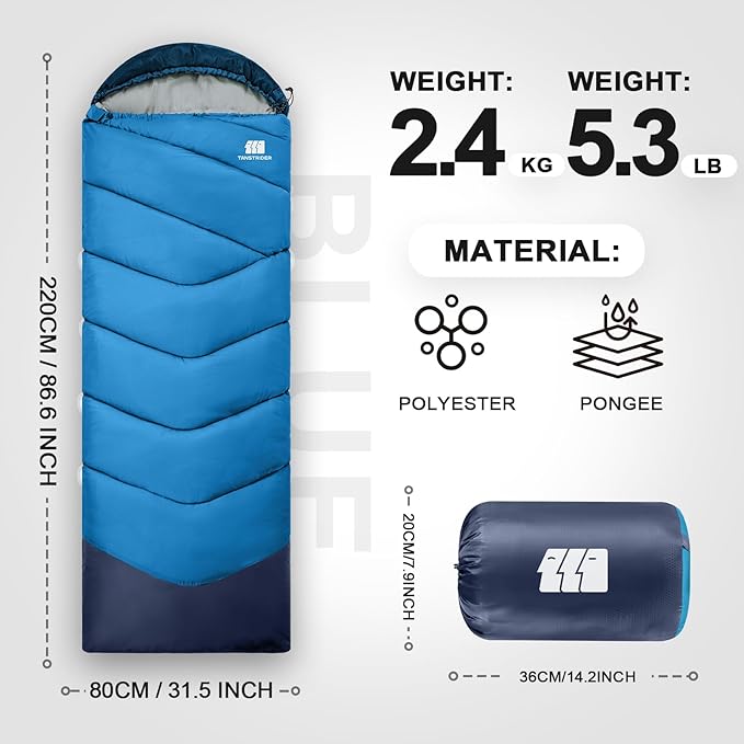 Sleeping Bags for Adults Cold Weather,Portable, Waterproof,Lightweight Sleeping Bag for Tall Girls Boys with Compression Sack for Warm Camping, Hiking, Outdoor & Indoor
