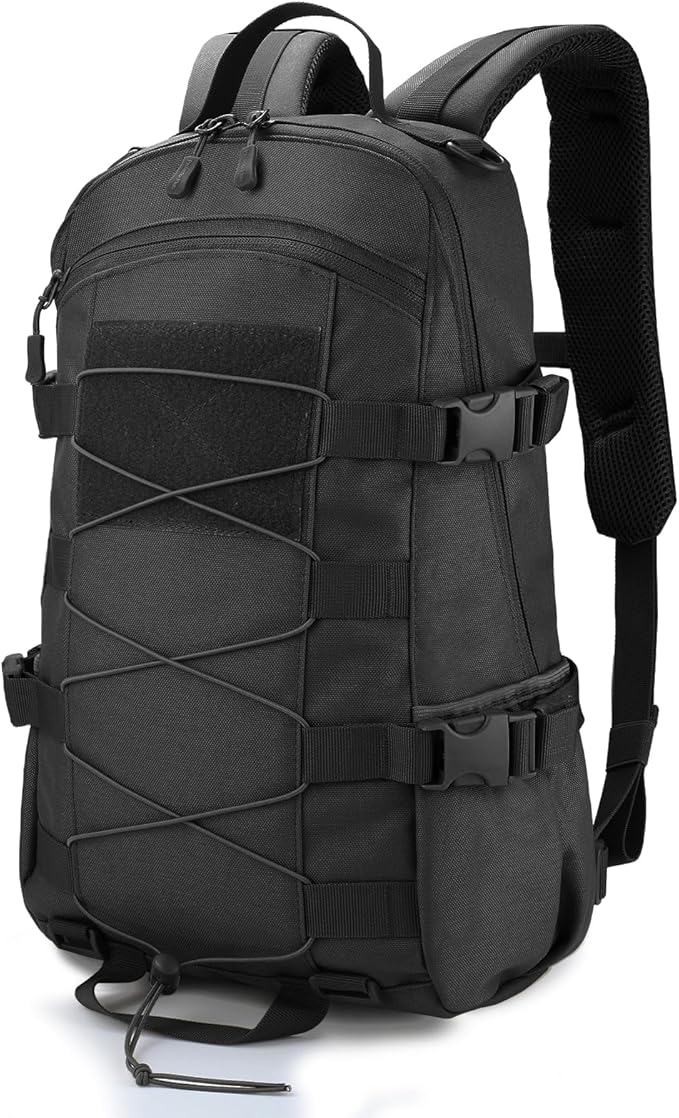 25L Hiking Backpack Small Tactical Backpack Daypack Camping Trekking Hunting Molle Pack for Men Women, Black