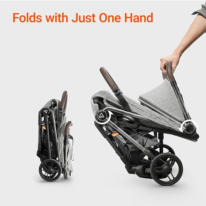 Lightweight Baby Travel Stroller with Carbon Fiber Frame, Compact & Airplane-Friendly, One-Handed Folding Design, 11.6 lbs, Perfect for Toddlers, Grey