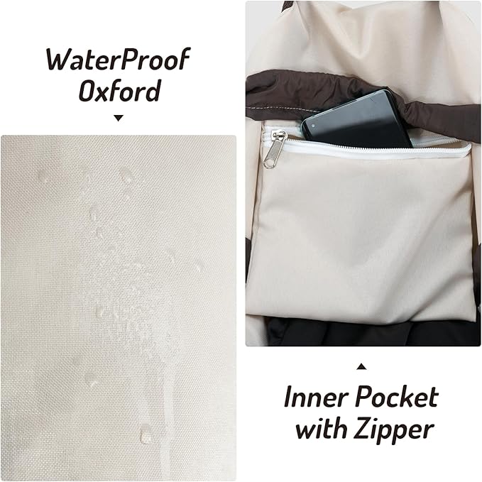 Laundry Bag Backpack with Shoulder Straps and Detergent Holder Clothes, Travel Laundry Backpack Bag Hamper for College Dorm Room (Khaki w Brown)