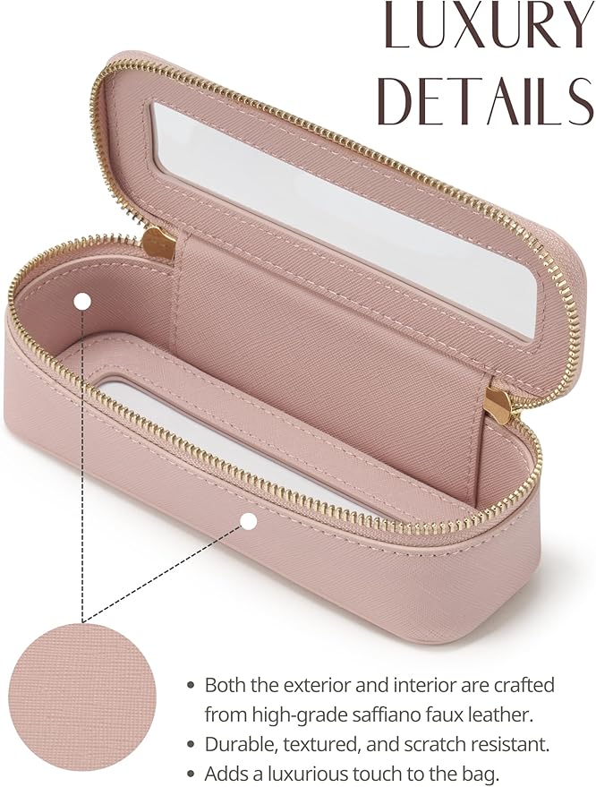Popvibe Clear Makeup Bag Travel Cosmetic Case Transparent Toiletry Bag with Zipper, Portable Make Up Organizer Traveling Compact Car Bag for Essentials