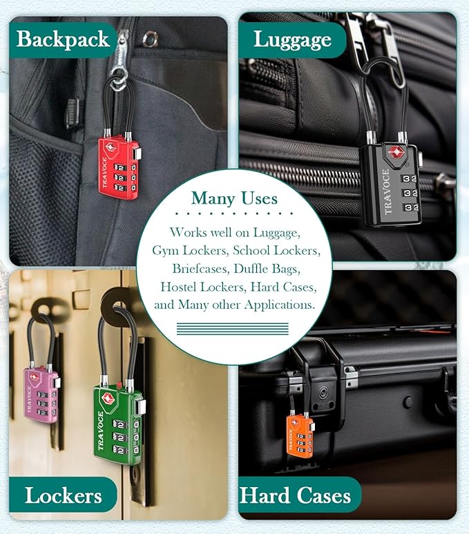 TSA Approved Luggage Locks, Travel Locks Which Also Work Great as Gym Locks, Toolbox Lock, Backpack and More,Black 2 Pack