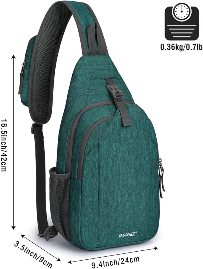 G4Free Sling Bag RFID Blocking Sling Backpack Crossbody Chest Bag Daypack for Hiking Travel(Dark Green)