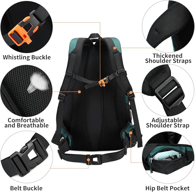 BOVIP 40L Hiking Backpack Waterproof Lightweight Daypack Travel Sports Camping Backpack for Men Women