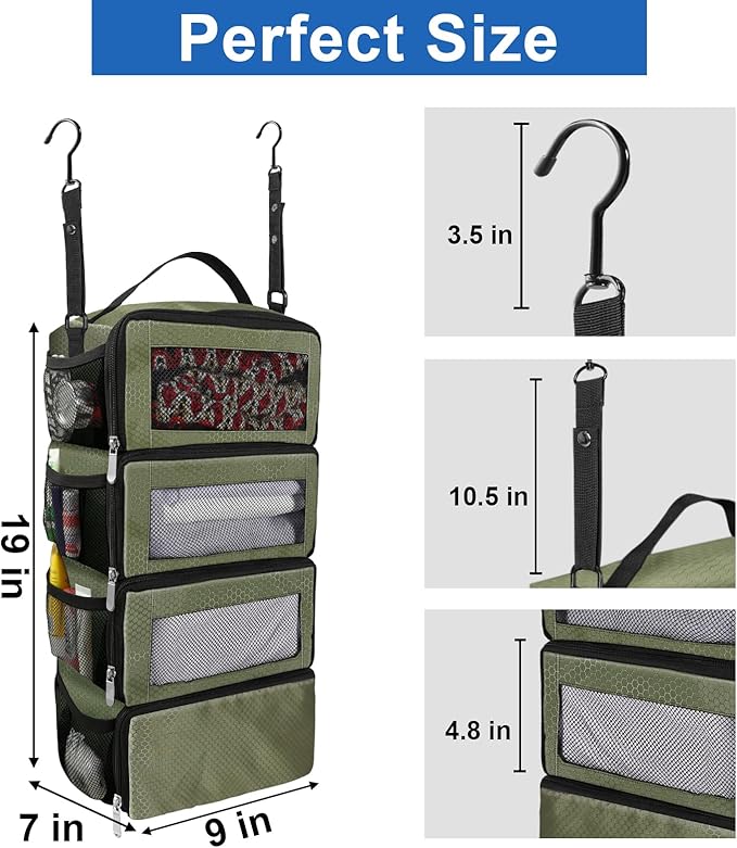 Suitcase Organizer, Travel Luggage Organizer Portable Hanging Travel Shelves Collapsible Hanging Packing Cubes for Carry on Suitcase