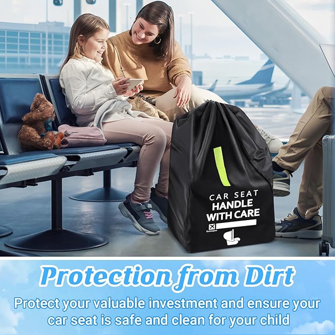 Guiseapue Car Seat Travel Bag for Airplane: Car Seat Bags for Air Travel Fit All Car Seats, Infant Carriers & Booster Seats, Carseat Cover Fit Doona Graco Evenflo, Baby Travel Essentials for Flying
