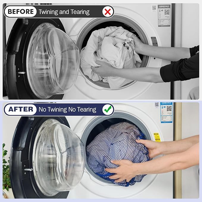 4Pcs Mesh Laundry Bags Washing Machine Mesh Wash Bags for Clothes,Underwear,Lingerie, Bed Linen with Drawstring Closure Sturdy(4 Size, Blue)