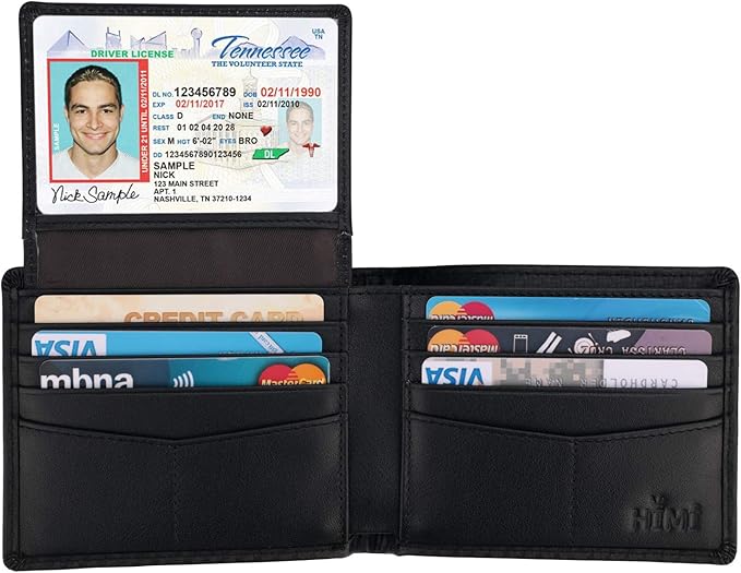 Wallet for Men-Genuine Leather RFID Blocking Bifold Stylish Wallet With 2 ID Window