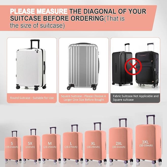 Travel Luggage Cover Suitcase Protector Scratch-Resistant Fit 19-31 Inch Suitcase, Not Included Suitcase (Pink, SX(22-23 inch))