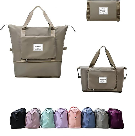 Large Capacity Foldable Travel Bag, Expandable lightweight Carry on Bag, Dry with Wet Separation Spor Duffel Bags
