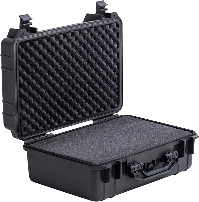 MEIJIA Portable All Weather Waterproof Camera Case with Customized Fit Foam,Fit Use of Drones,Camera,Equipments,Pistols,Elegant Black(18.3 ”x14.57”x8.66”)