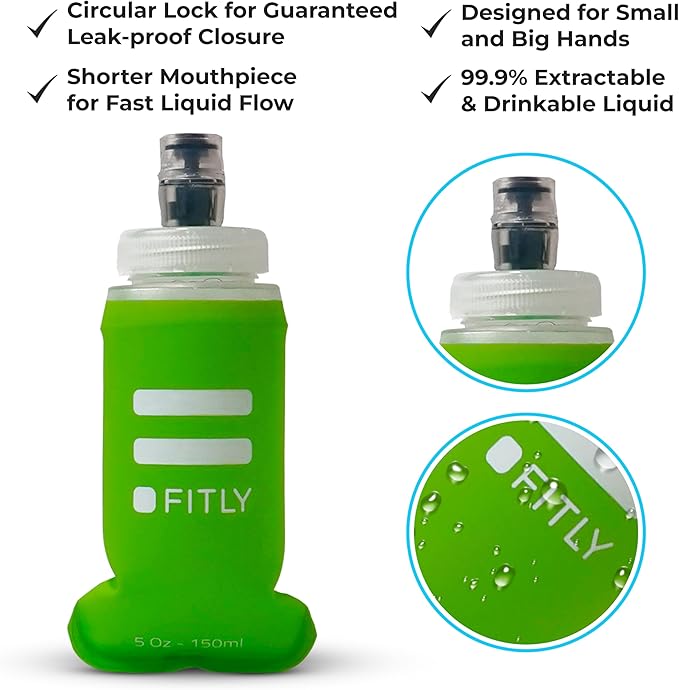 Soft Flask - Shrink As You Drink Soft Water Bottle for Hydration Pack - Folding Water Bottle Ideal for Running, Hiking, Cycling, Climbing & Rigorous Activity