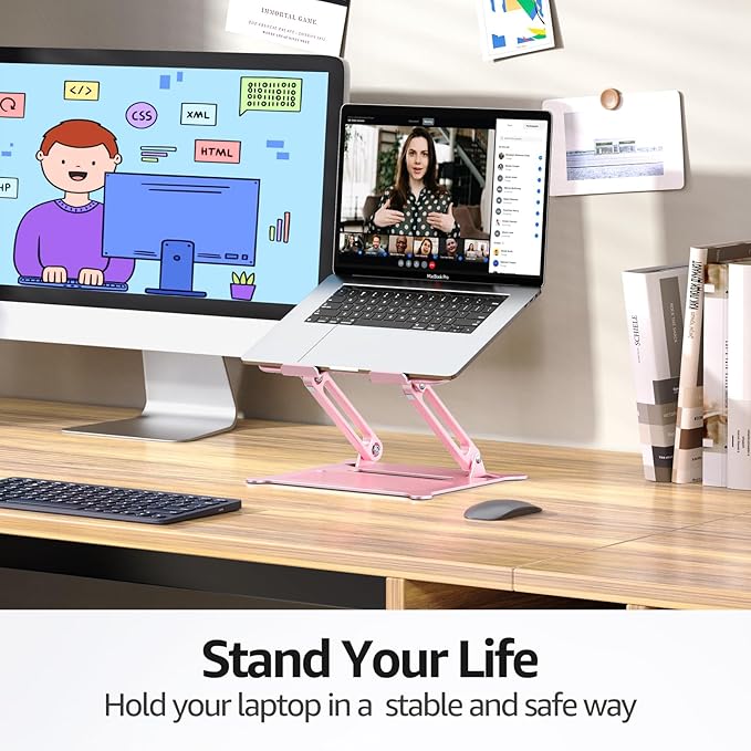 Urmust Laptop Stand for Desk Aluminum Computer Stand Riser Holder for Laptop Compatible with MacBook Air Pro, Dell, HP, Lenovo Samsung, Alienware All Laptops 11-15.6"(Black)