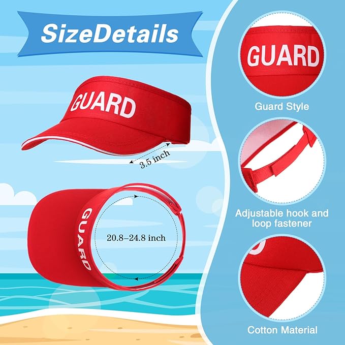 Halloween Guard Visor Hat Emergency Whistles with Lanyard Red Guard Hat Sun Visor Caps for Men and Women Costume