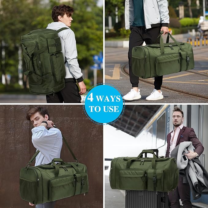 Lyweem Large Duffle Bag Backpack for Travel, 70L Heavy Duty Gym Duffel Bag with Shoes Compartment for Men & Women, Weekender Overnight Sports Backpack for Traveling