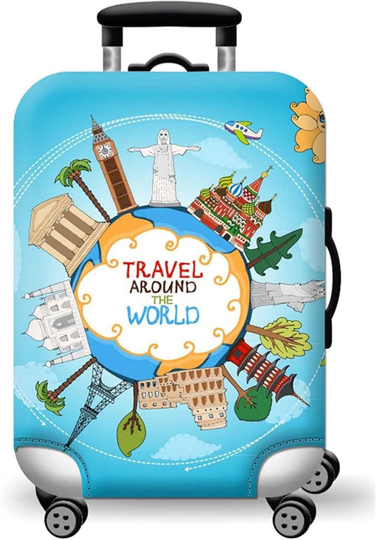 WUJIAONIAO Travel Luggage Cover Baggage Suitcase Cover Protector Skins 18-32 Inch (ocean, M (for 22-24 inch luggage))