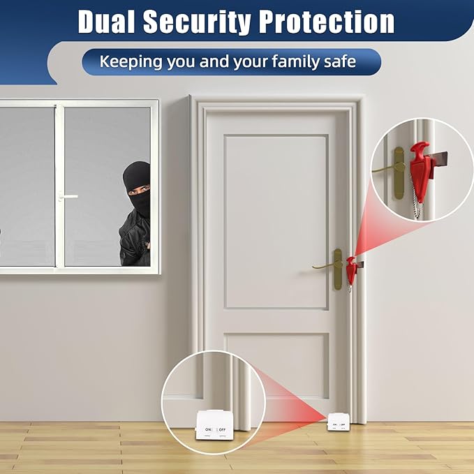 KERUI Upgraded Door Stop Alarm with Portable Door Lock, 120dB Siren Security Door Stopper Wedge Alarms for Travel Hotel Home Apartment, Door Stopper Alarm with 3 Levels Sensitivity (Pack of 4)