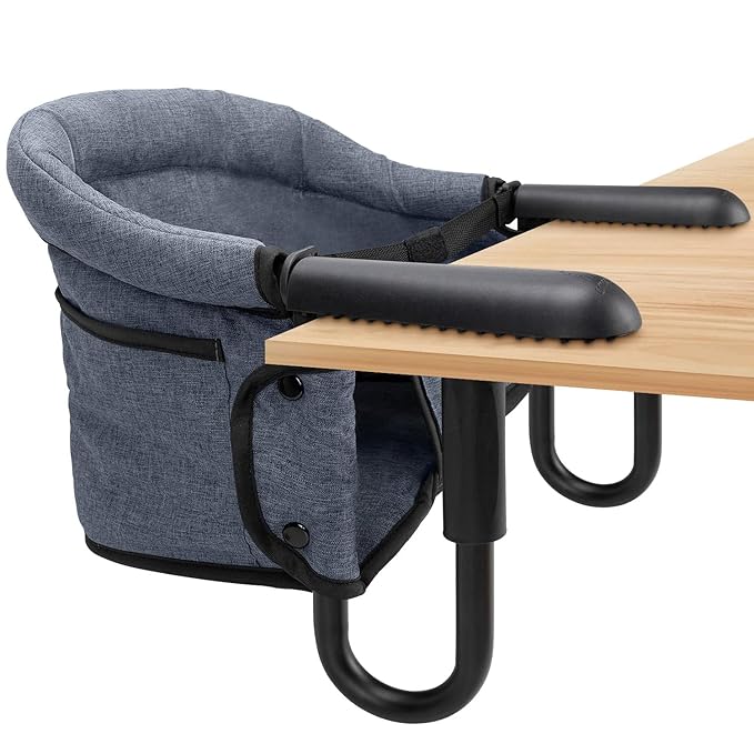 Hook On High Chair - Portable & Foldable for Babies 6-36 Months, Family & Travel Use with Carry Bag (Grey)