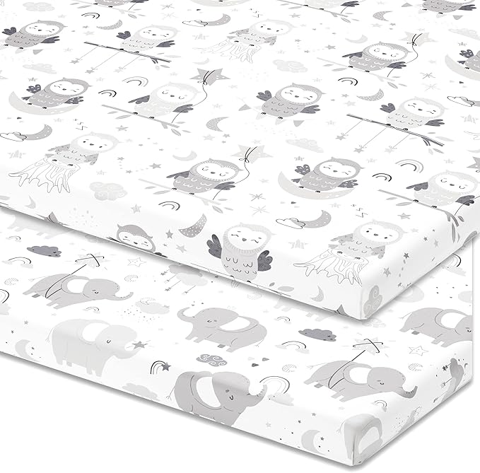 Travel Crib Fitted Sheets for Baby Bjorn, Guava Lotus Travel Crib and 24 x 42 Inch Travel Light Playard Mattress – Snuggly Soft 100% Jersey Cotton – 2 Pack