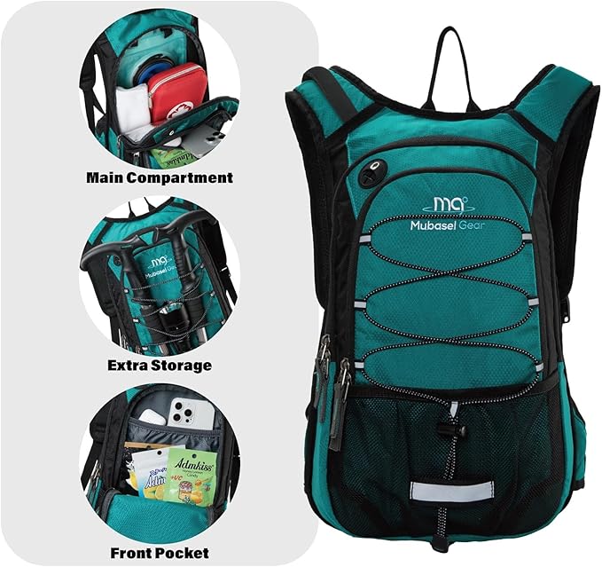 15L Insulated Hydration Backpack Pack with 2L Water Bladder Lightweight Hiking Backpack Bag for Women Men Daypack for Hiking Running Festival Camping Biking