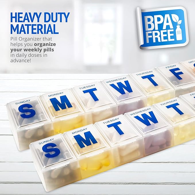 MEDca Weekly Pill Organizer, 7-Day Pill Planner Extra Large