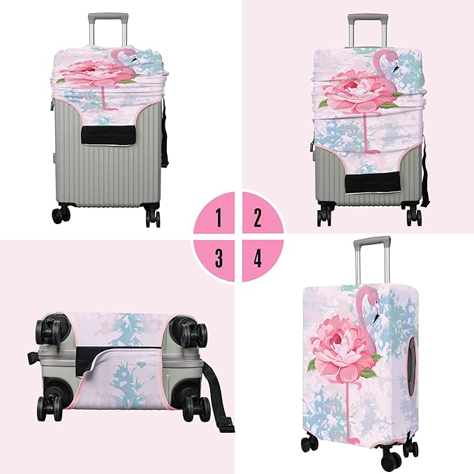 Travel Luggage Cover Suitcase Protector Fits 18-32 Inch Wheel Covers PatternedTravel Related Items Flower Luggage Protector Elastic XL
