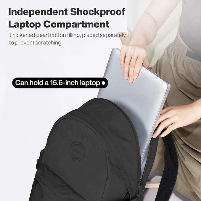 mixi Outdoor Lightweight Backpack Casual Carry On Laptop Backpack Travel Bookbag for Women Men, Water Resistant Durable Hiking Bag for Camping Weekender Sports College Work, 17 Inch, Black