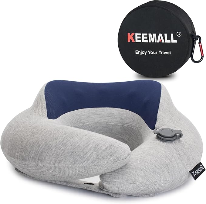 Inflatable Travel Pillow, Upgraded Travel Neck Pillow for Airplane Neck Support Sleeping - 3rd Generation, Double Comfort Plane Pillow - Portable Travel Essentials