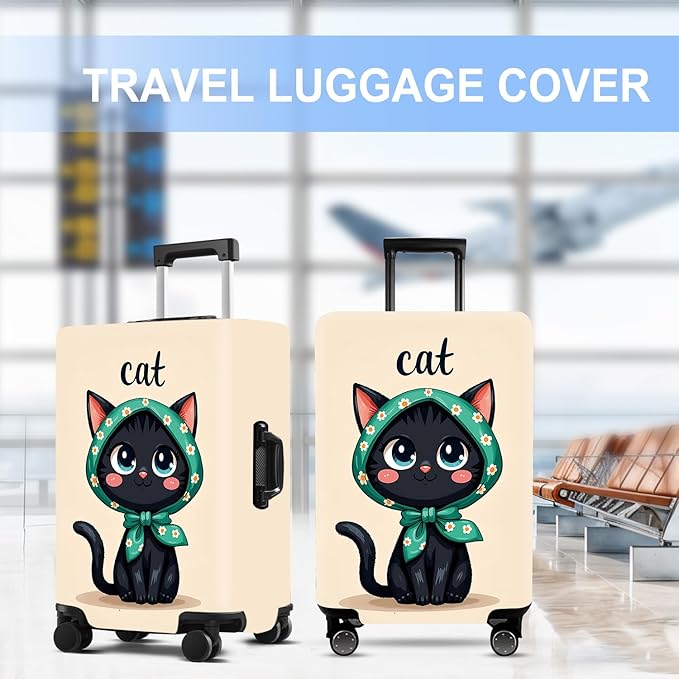 Luggage Cover Washable Suitcase Protector Anti-Scratch,Stretchable Fit for 20-34Inch Luggage Durable Travel Bag Cover with Zipper Closure (Cat, XL(fits 32-34Inch suitcase))