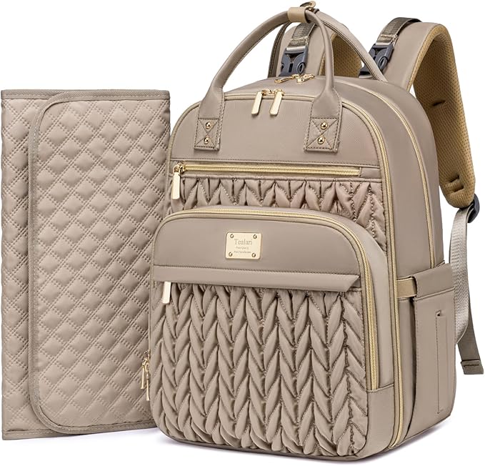 Diaper Bag Backpack,Stylish Baby Diaper Bag,Waterproof Travel Diaper Backpacks Baby Bags with Changing Pad,Stroller Straps,Insulated Pockets (Khaki)