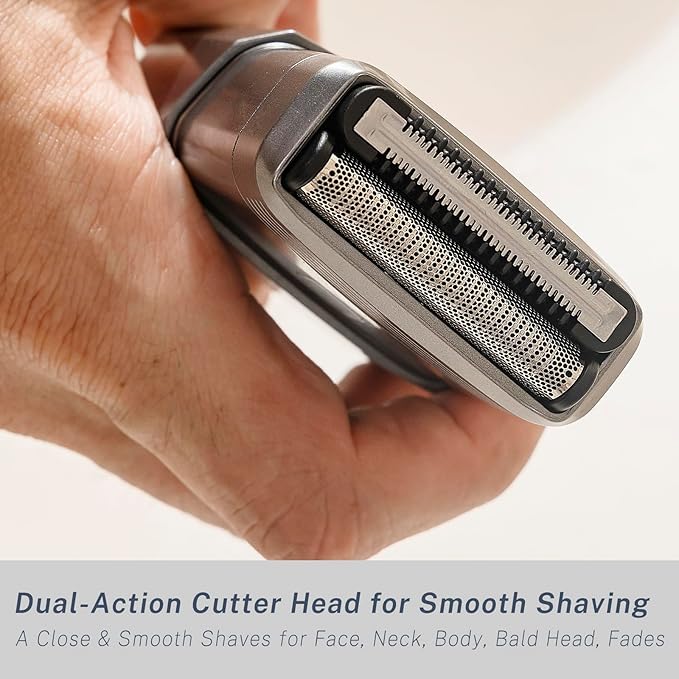 Electric Razors for Men Face - Compact Travel Electric Foil Shavers for Mens Bald Head - Small Portable Face and Head Shavers IPX7 Waterproof Wet and Dry, Dual-Action Blades and USB-C Rechargeable