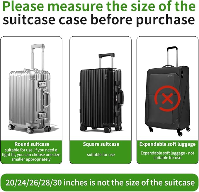 Suitcase Covers For Luggage, 24 Inch Clear PVC Luggage Covers Protector Full Thicken Transparent Waterproof Suitcase Sleeve With Large Velcro for 24" Wheeled Suitcases
