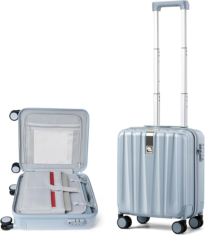 Hanke 16 inch Underseat Carry on Suitcases with Wheels,Lightweight Hard Shell Carry on Luggage with Wheels for Weekender,Travel Approved Small Suitcase,Travel Luggage for Womem Men,Gray.