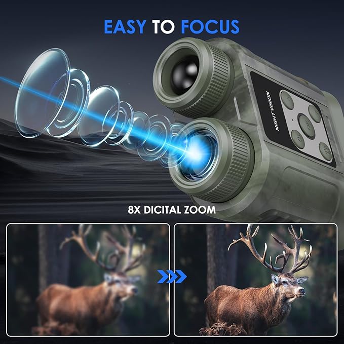 Night Vision Goggles,Compact Night Vision Binoculars,32GB Card Included, Photo/Video Capture,Outdoor Tools for Education, Wildlife Watching,Gifts for Boy, Gifts for Men, Gifts for Father(Green)
