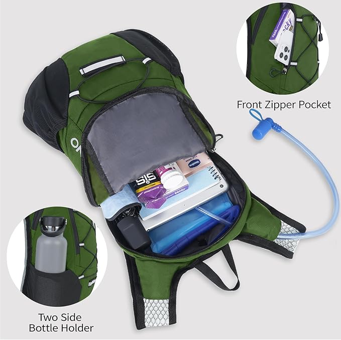 Lightweight Hydration Backpack, Running Backpack with 2L Water Bladder, Hydro Water Daypack for Cycling Hiking Rave for Men Women