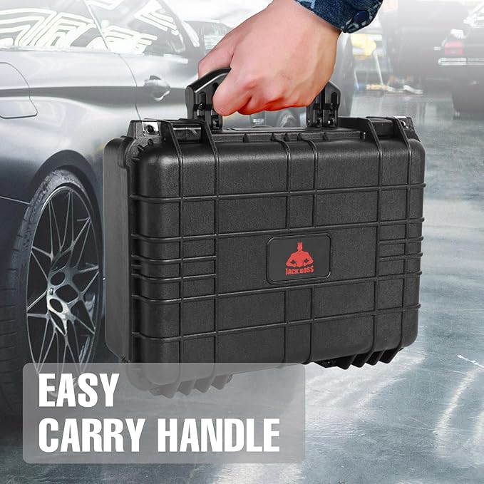 16x 12.8x 6.8 Inch Hard Case, Portable Weather Waterproof Protective Camera Case with Customizable Foam, Fit Use of Drones, Camera, Equipments, Black