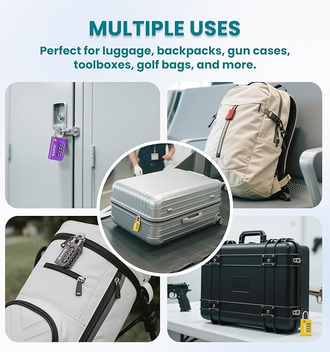 ANVIL TSA Approved Luggage Lock - 4 Digit Combination, 10,000 Combinations, Easy-Read Password Window, Travel Lock for Suitcases, Backpacks, Gym & Student Lockers, Baggage