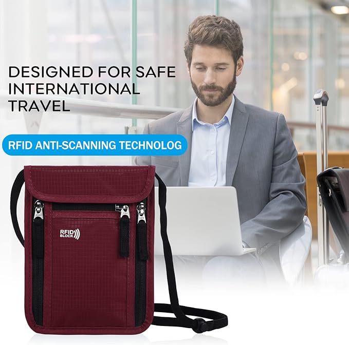 Travel Pouch Neck Wallet Family Passport Holder Organizer Case with RFID Blocking