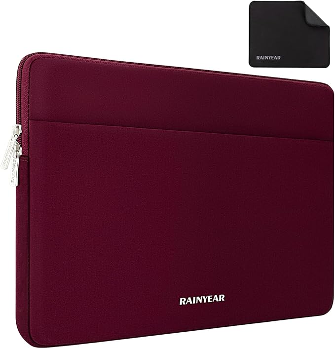 RAINYEAR Laptop Sleeve Case 13.3 Inch, Protective Portable Case with Front Pocket, Briefcase Handbag Laptop Bag Compatible with MacBook Air/Pro 13-13.3 inch, MacBook Pro 14 inch, Red
