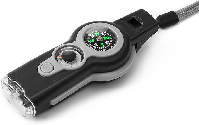Emergency Survival Function Whistle, Outdoor Multifunctional Tool Safety Whistle with Lanyard, Ideal for Kayaking, Boating, Hiking, Camping, Climbing, Hunting, Fishing, Rescue Signaling