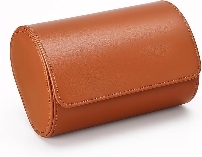 Homde Travel Watch Box Leather: Traveling Case for Men - Luxury Watch Roll for Wristwatch on the Go (brown, M)