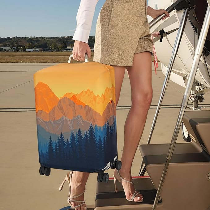 Explore Land Travel Luggage Cover Suitcase Protector Fits 31-32 Inch Case (Amber Mountains, XL)