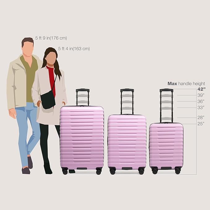 U.S. Traveler Boren Polycarbonate Hardside Rugged Travel Suitcase Luggage with 8 Spinner Wheels, Aluminum Handle, Lavender, Checked-Medium 26-Inch