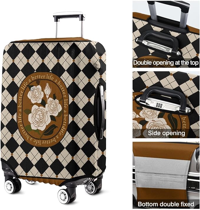 Travel Luggage Cover Suitcase Protector Fits 18-32 Inch Wheel Covers PatternedTravel Related Items Flower Luggage Protector Elastic XL