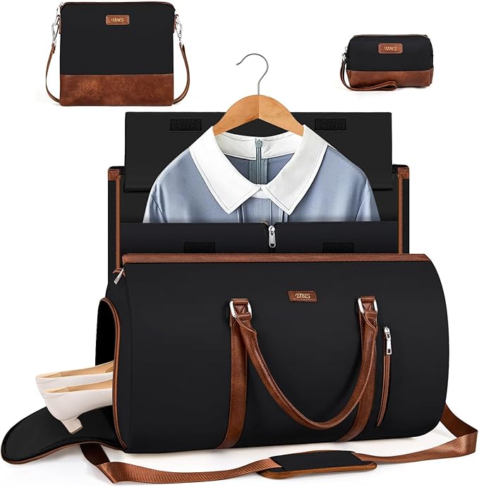 Convertible Garment Duffel Bags for Travel - Carry On Garment Bags With Toiletry Bag Large Weekender Bags for Women Men 2 in 1 Hanging Suitcase Suit Travel Duffel Overnight Bags 4pcs Set