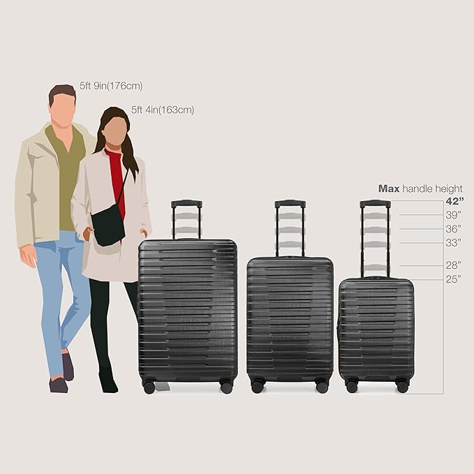 U.S. Traveler Boren Polycarbonate Hardside Rugged Travel Suitcase Luggage with 8 Spinner Wheels, Aluminum Handle, Carry-on 22-Inch, USB Port, Black